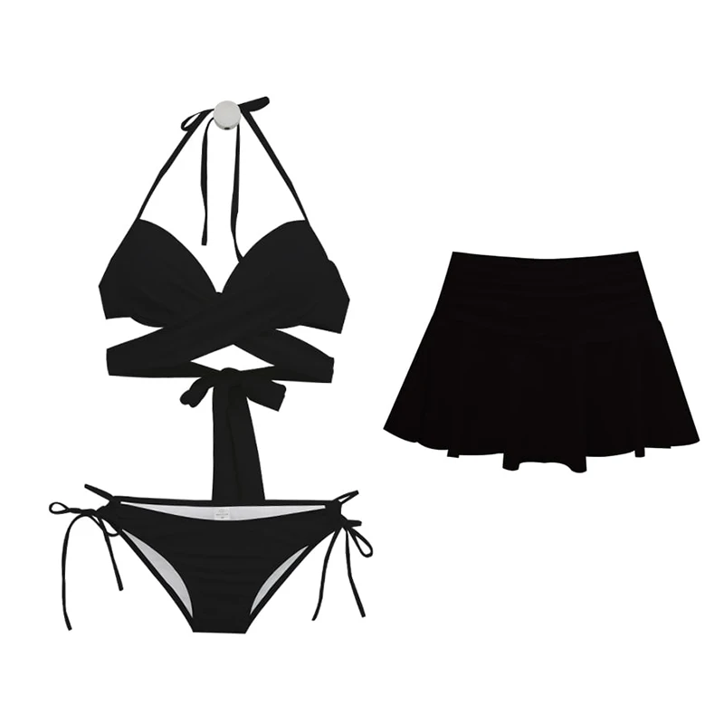 3 Pieces Bikini Women Swimsuit Female High Waist Swimwear Bikini Set Woman Bathing Suit With Beach Short Skirt 2026