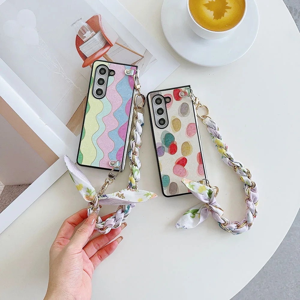 For Xiaomi Mix Fold 3 Fashion Colorful Wave Point Scarf Rope Phone Case Cover