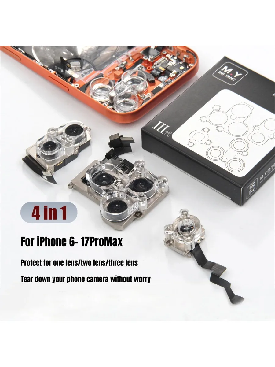 YCS 4-in-1 magnetische Adsorption Rückseite Hinten Kamera Reparatur Schutz Kappe Abdeckung für iPhone 17 16 15 14 13 12 11 X XR XS Max 7 8 6 6S