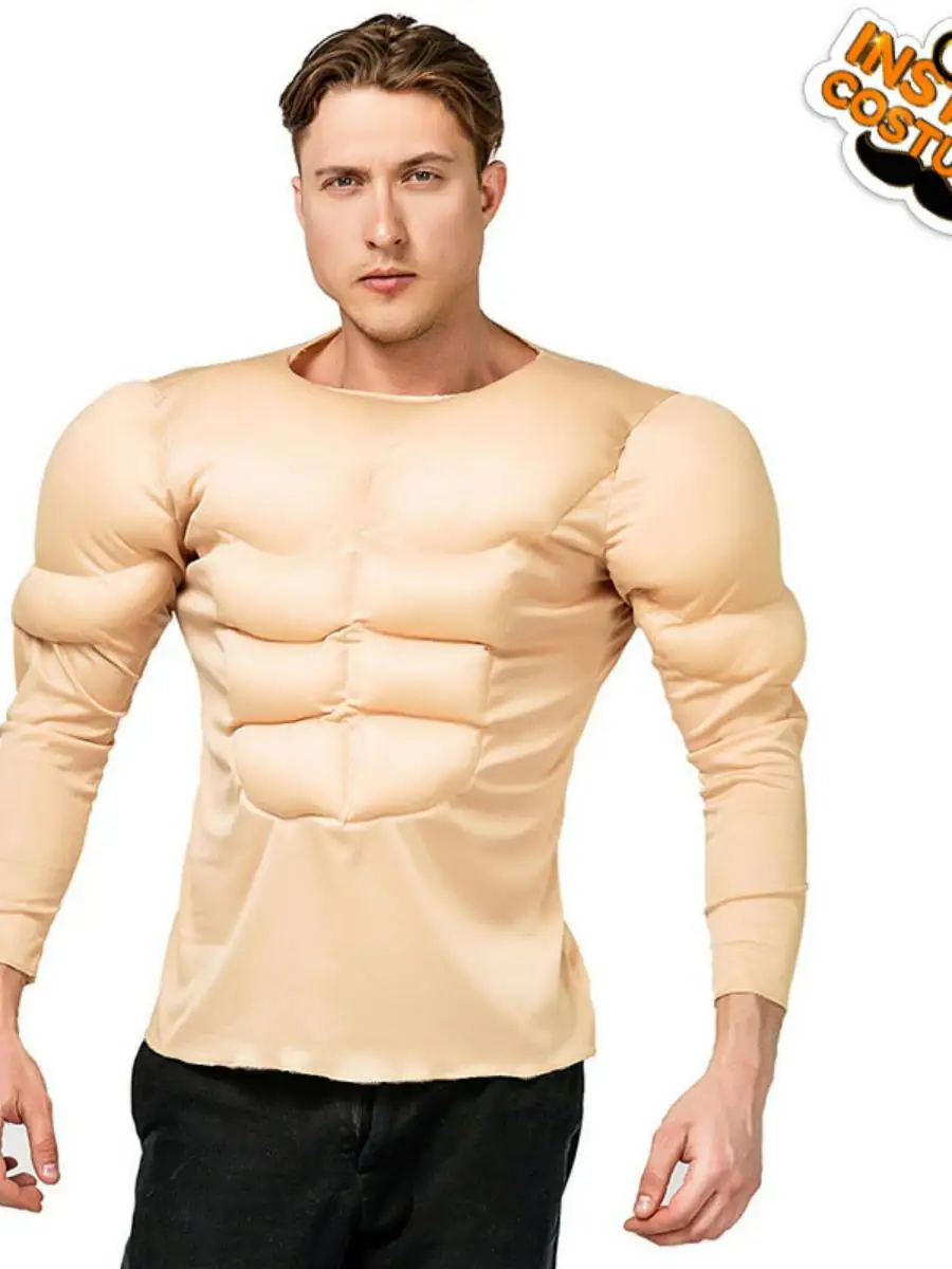 

Новая футболка для взрослых Muscle Man на Хэллоуин с искусственным животом, костюм для пар, полиэстер, зимняя модная женская этническая одежда