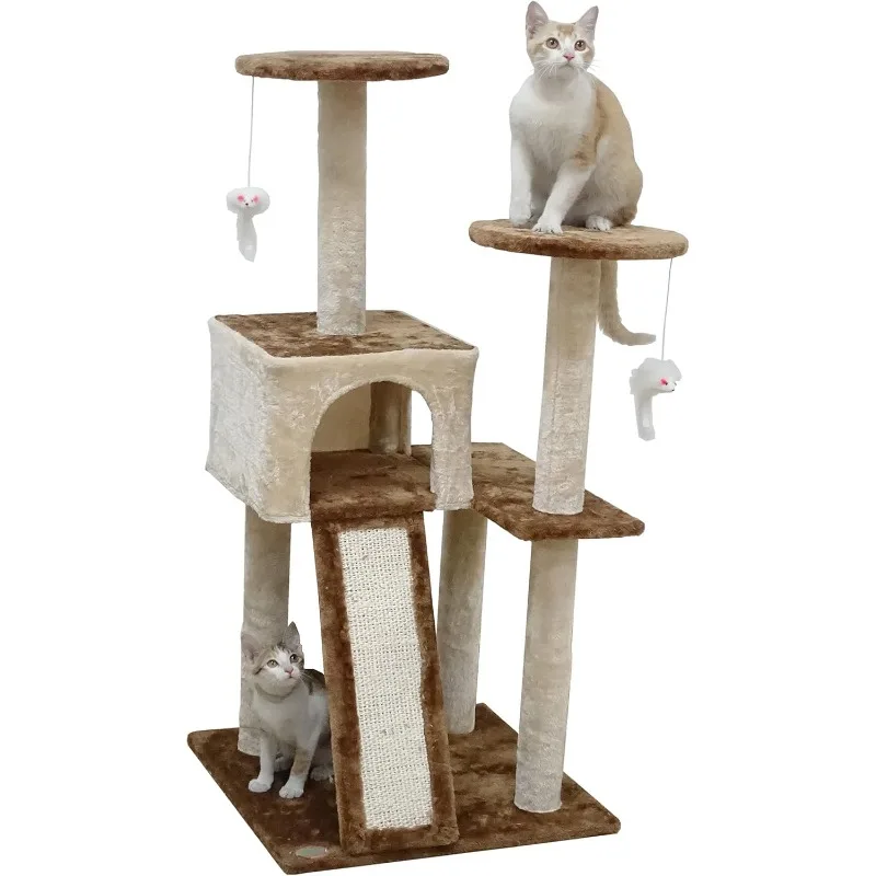 Go Pet Club Everyday Value 44in Corner Cat Tree Kitty Scratcher Tower Kitten Condo House Furniture with Scratching