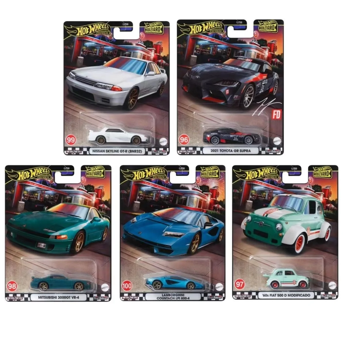 Hot Wheels Premium Boulevard #96-100 #106-110 Toyota gazSupra Nissan Skyline Mazda Lamborghini Countach 1/64 Modèle de voiture jouet GJT68
