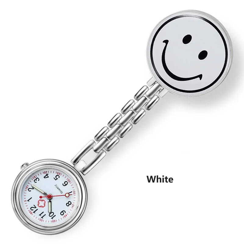 Smile Face Nurse Watches Cartoon Fob Pocket Watch Chest Hanging Outdoor Sports Watches Gift Clocks for Hospital Working People