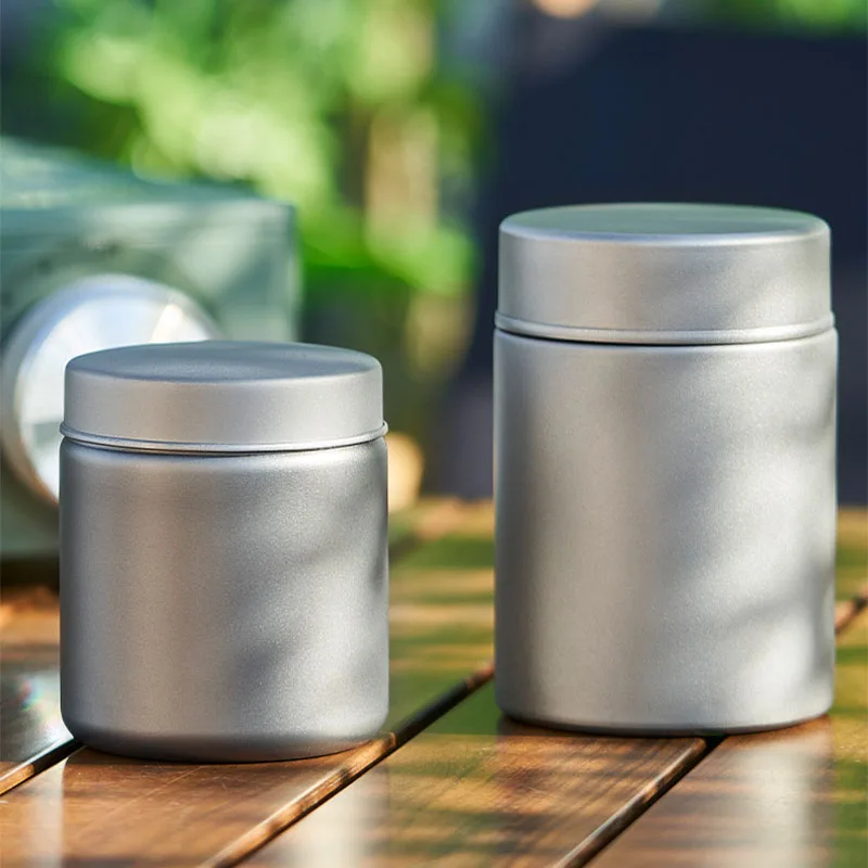 180/260ml Pure Titanium Tea Box With Silicone Ring Seal,Antibacterial And Anti-mold Jar For Coffee,Portable Travel Snack Can