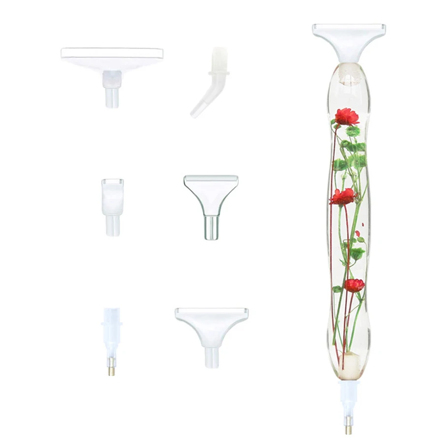 5D Harz-Diamantmalerei-Stift mit 6 Stück Plastik-Ersatzstiftköpfen, Blumen-Punktbohrstifte, DIY Kunsthandwerk Diamantmalerei – Detail 17