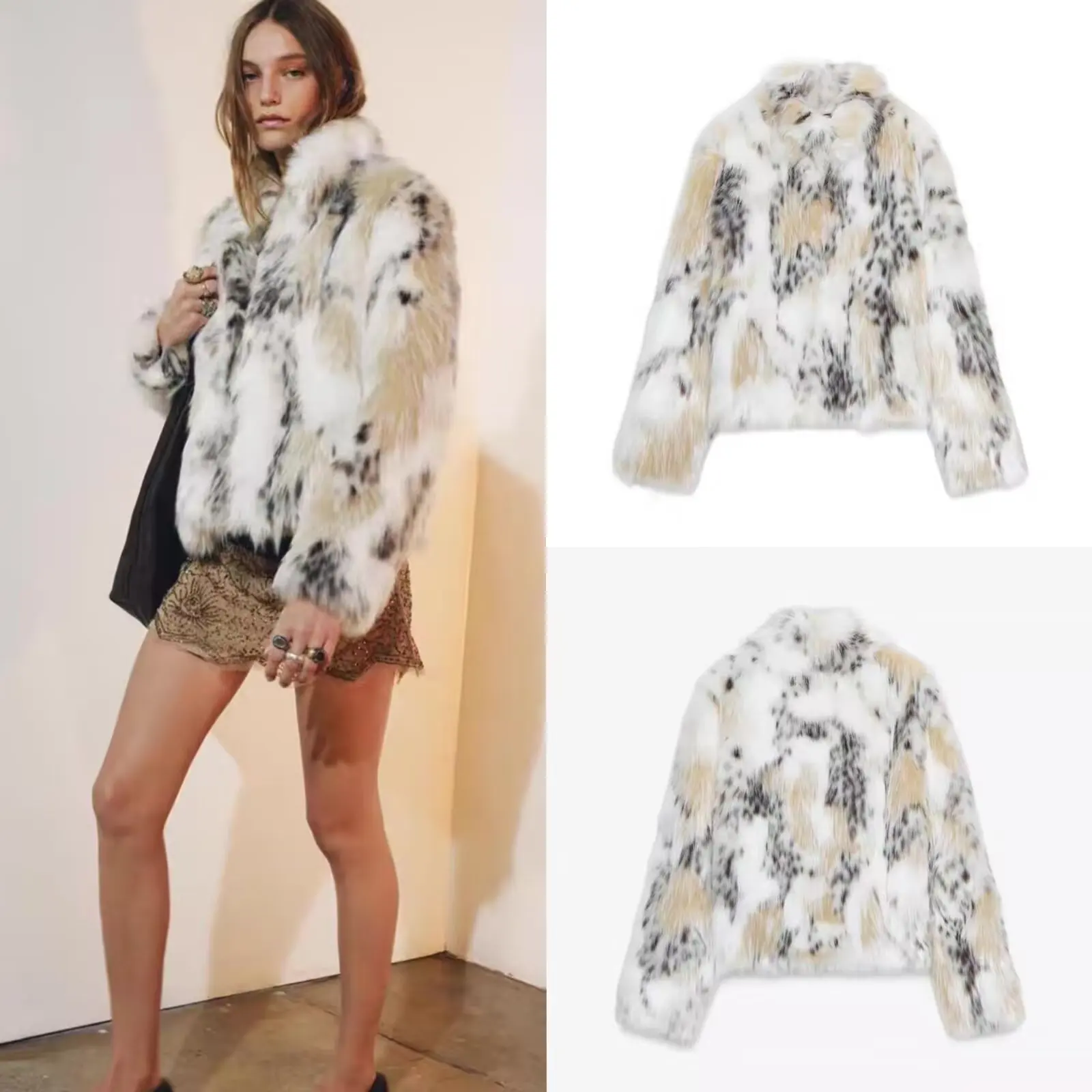 Faionable Künstliche Pelz Effekt Oberbekleidung ZR Sle Neue Herbst Winter frauen Kleidung Straße Sle Polyester Faser 00%