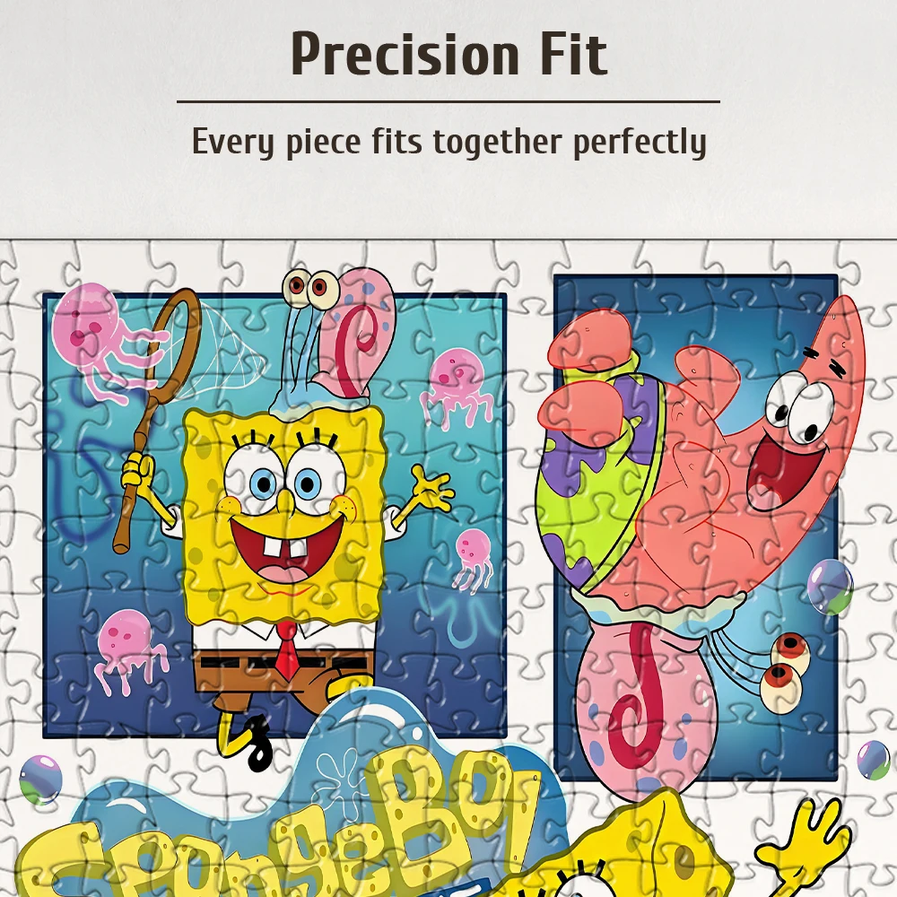 لعبة ألغاز أرضية خشبية سبونجبوب وباتريك خيارات قطع مختلفة عالية الجودة متوفرة 108/200/300/500/1000