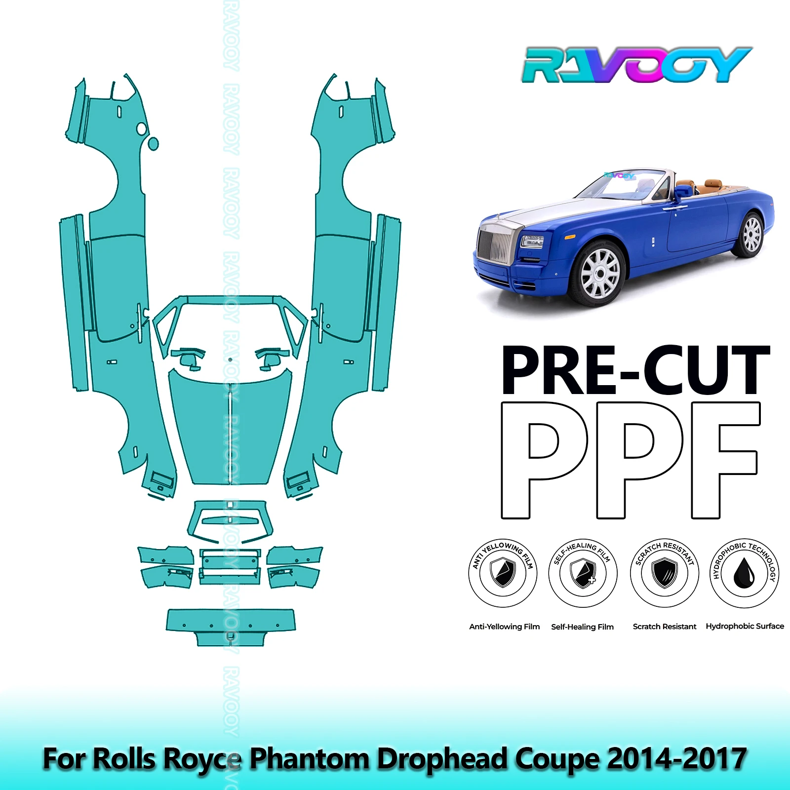 

Car Front Kit+Doors Clear Bra Precut PPF Paint Protection Film For Rolls Royce Phantom Drophead Coupe 2014-2017
