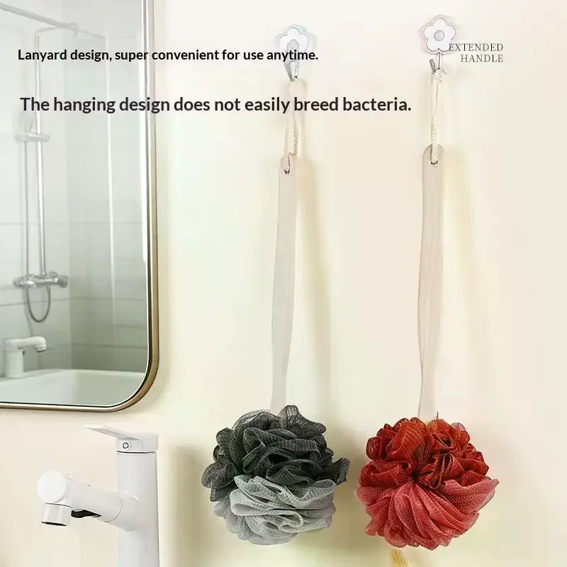 Wooden Handle Bath Brush Soft Mesh Back Scrubber Shower Body Cleaner Sponge Brush Exfoliating Scrub Skin Massager Bath Tool