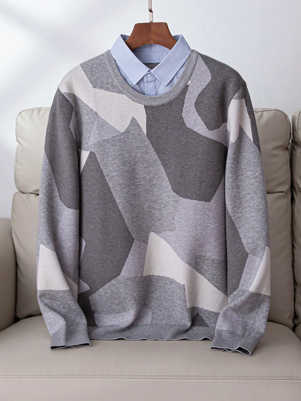 

Faionable Long Sve Slim Fit Loose Top Men's Knitted irt Versatile Autumn Winter Casual Wear Comfortable Breathable