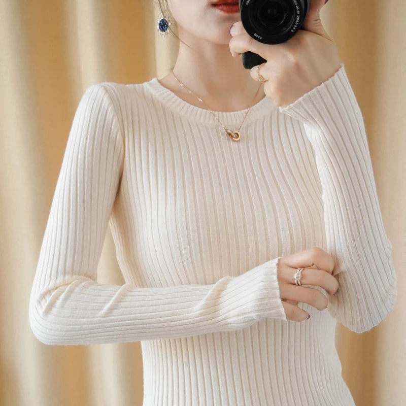 

Autumn New Sle Women's Camere Knitted Top Slim Fit ort Sve Long Sve Lightweight Breathable Casual Faion Base La...