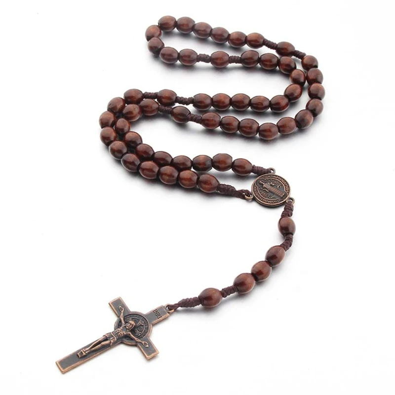 Catholic Rosary Christian for Cross Necklace Handwoven Ornament Hip Hop Necklace Drop Shipping