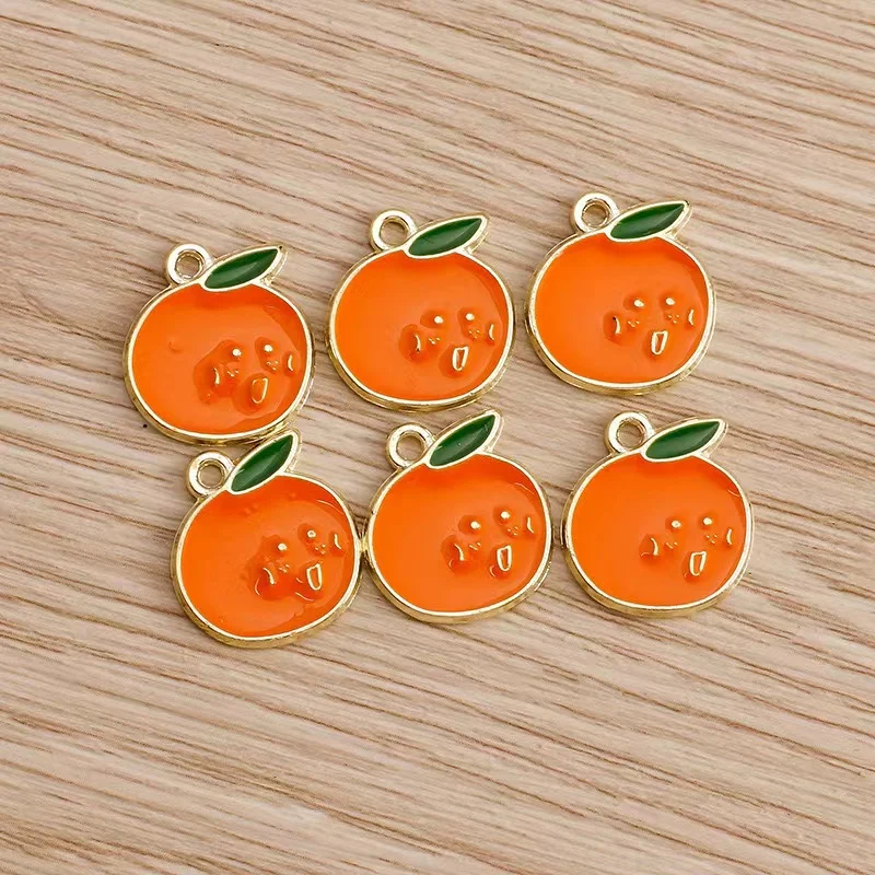 10 pz smalto arancione Charms per orecchini pendenti collane frutta mandarino Charms fatti a mano gioielli fai da te che fanno accessori