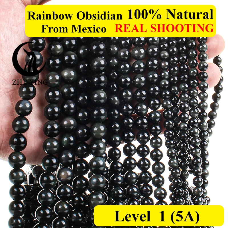 

Zhe Ying Double Rainbow Obsidian Beads Cheap 6 8 10MM Natural Gemstone Beads for Jewelry Making