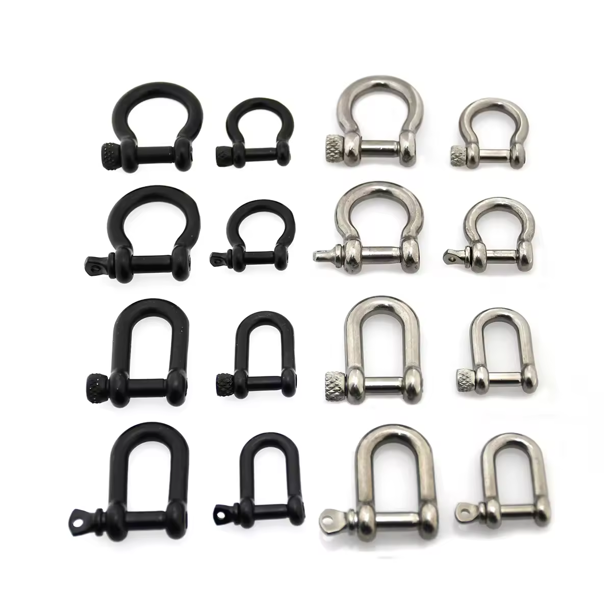 1 Uds mosquetón de acero inoxidable D grillete de arco llavero gancho tornillo conector de junta hebilla de Metal sólido 2 tamaños