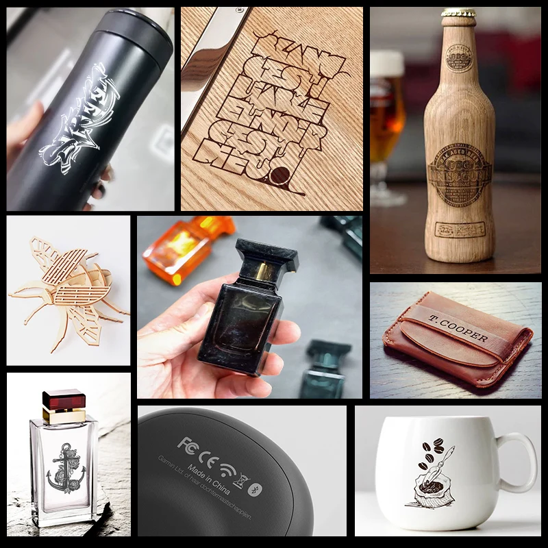 MR.CARVE C1 5w 휴대용 80*80mm CNC 레이저 조각기 나뭇잎 목재 향수병 금속 가죽 레이저 미니 마킹기