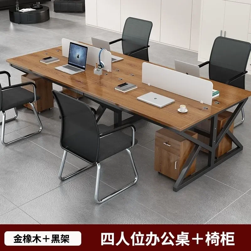 for Staff Desk Screen Work 2/4/6 Multi-Person Office Desk and Chair Combination Computer Desk Conference Table Thickened