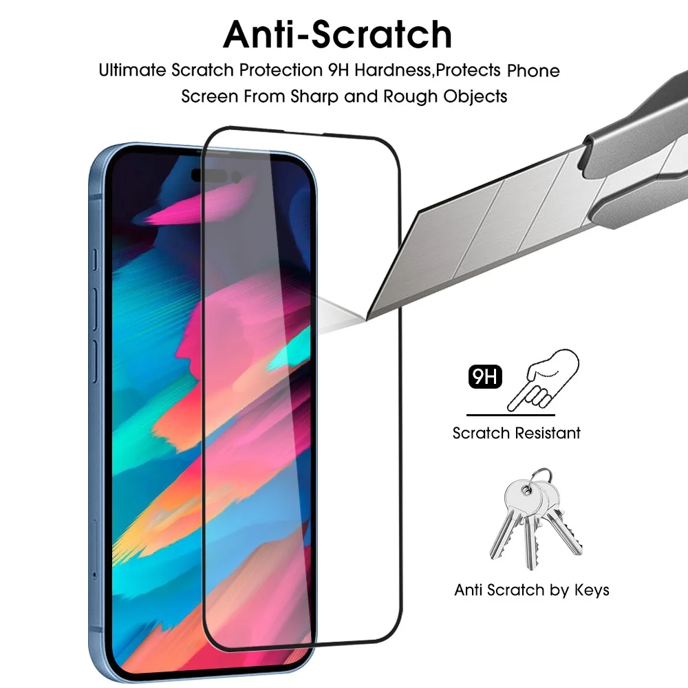 3 Pack Screen Protector Glass for iPhone 13 11 14 15 Pro Max 12 mini Tempered Glass For iPhone X Xs Max XR Protector Film 9H