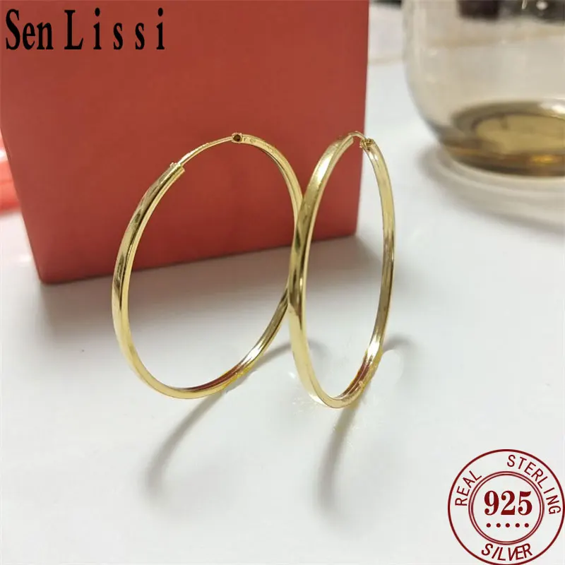 

Senlissi - New Fashion 18k gold Earrings For Women 925 Sterling Silver Earring Cерьги Kольца 18k gold Jewelry Girlfriend Gift