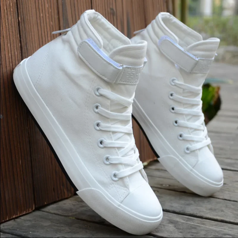 Men High Top White Canvas Shoes Summer Autumn Women Sneakers Fashion Breathable Walking Trainers Non-slip Unisex Casual Shoe