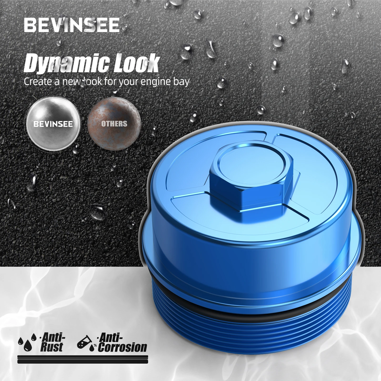 BEVINSEE Aluminium Oil Filter Lid Cap for BMW M52 M54 Engine E36 E46 E39 E60 E61 X3 X5 Z3 Z4 323i 328i 525i 530i 11421744000