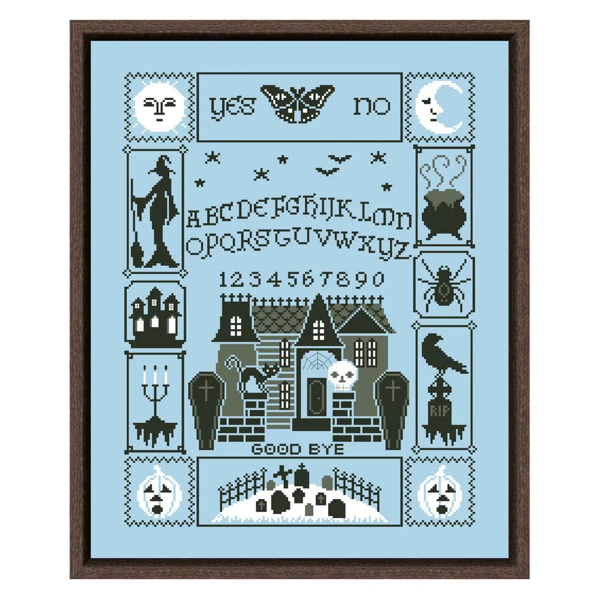 Halloween ouija cross stitch kit cartoon pattern design 18ct 14ct 11ct skyblue canvas embroidery DIY needlework