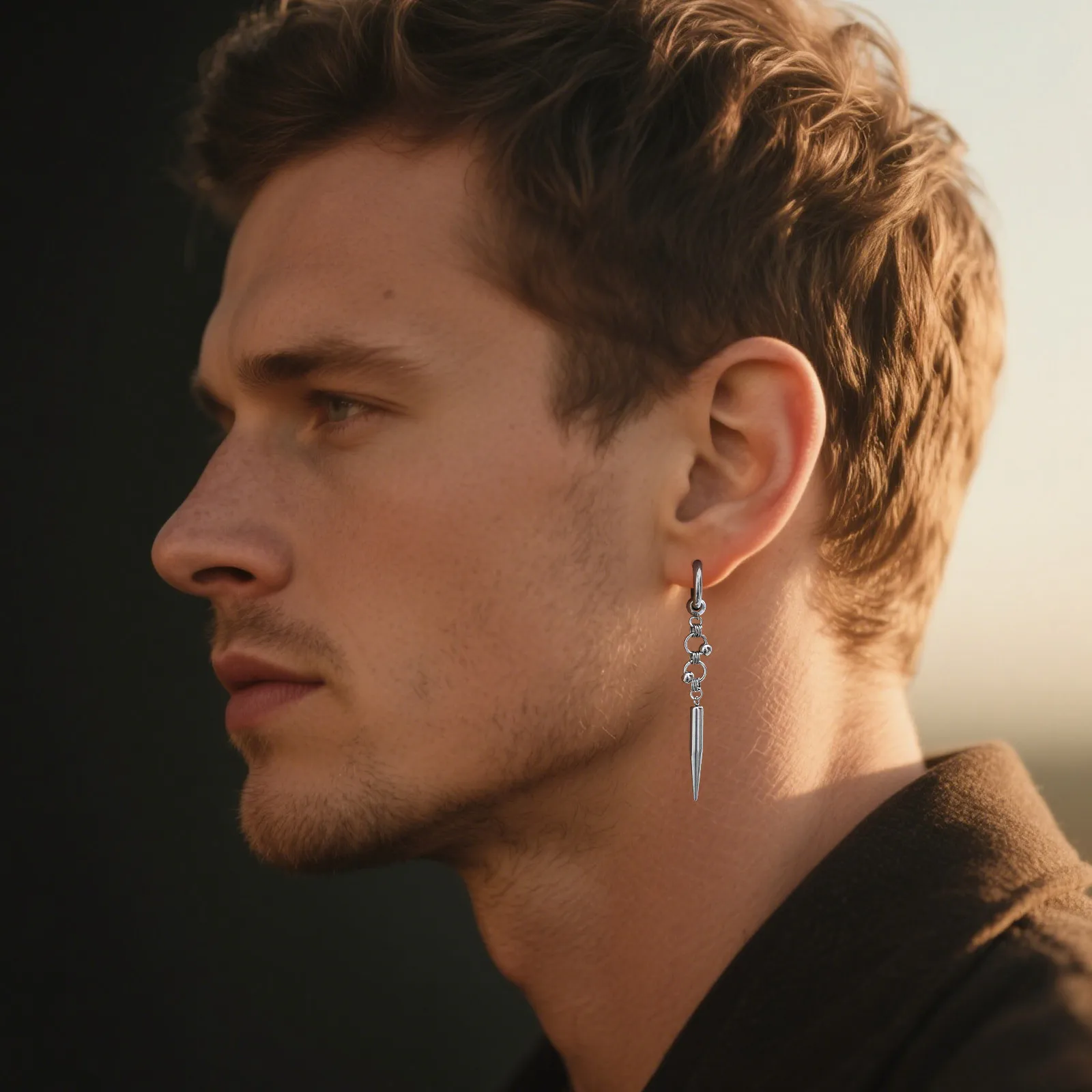 Vnox punk geométrico pingente brincos para homens mulheres, elegante cruz redonda grânulo cone pingente de aço inoxidável orelha gótico hiphop hoop