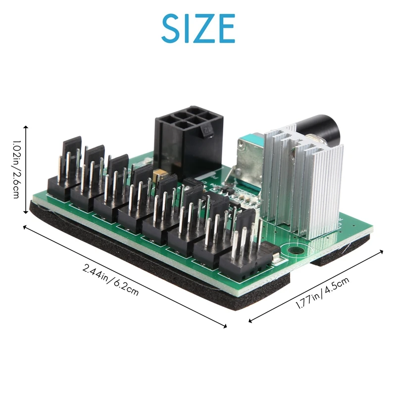 Computer Case 12V Miner Fan Speed Controller 8-Channel Fan Hub PWM High-Power Violent Fan Controller Regulating Governor