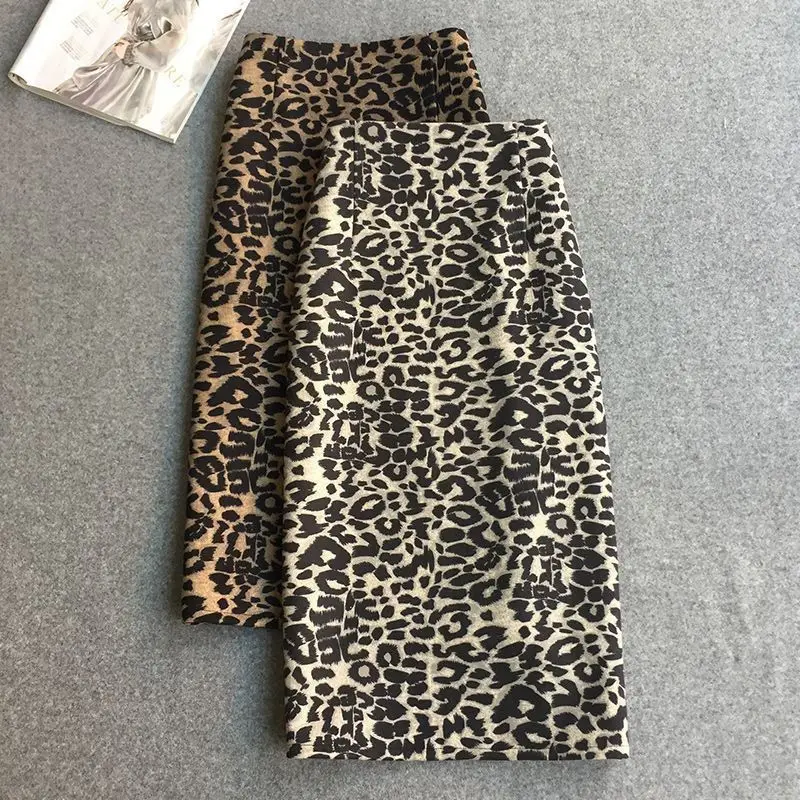 

Осень-зима, корейская мода, леопардовая юбка трапециевидной формы с высокой талией, женское элегантное облегающее мини-платье с леопардовым принтом, женская одежда, трендовая юбка
