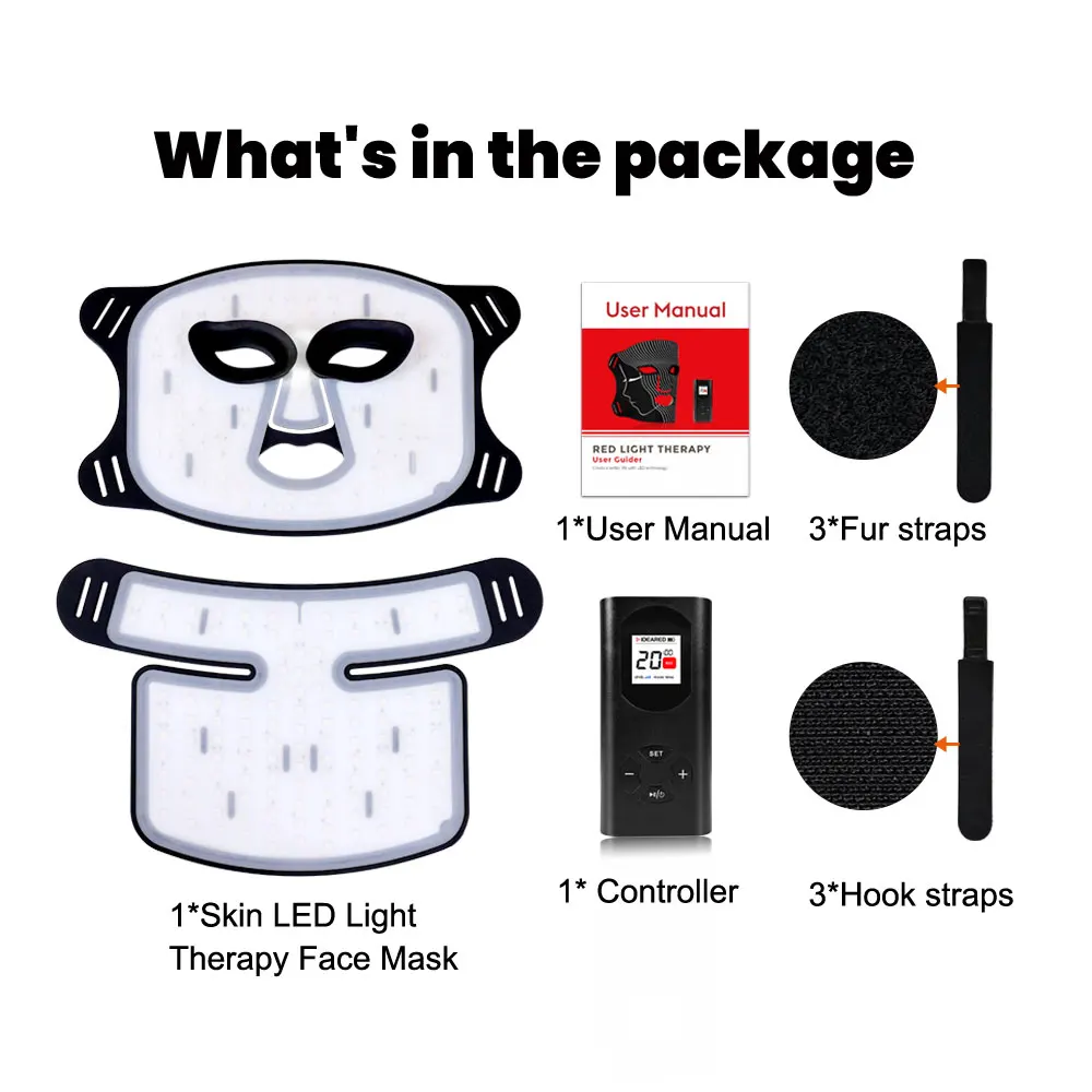 Originele vervaardiging OEM LED-gezichtsmasker 470 nm 630 nm 520 nm 7 kleuren Led gezichtstherapiemasker met nek