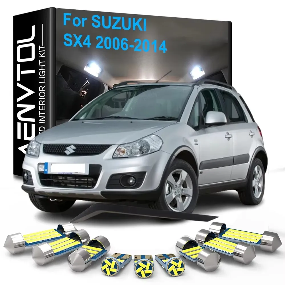 8-teiliges LED-Innenbeleuchtungsset Canbus für Suzuki SX4 2006-2014, Deckenleuchte, Kartenleuchte, Kofferraumleuchte, Kennzeichenleuchte