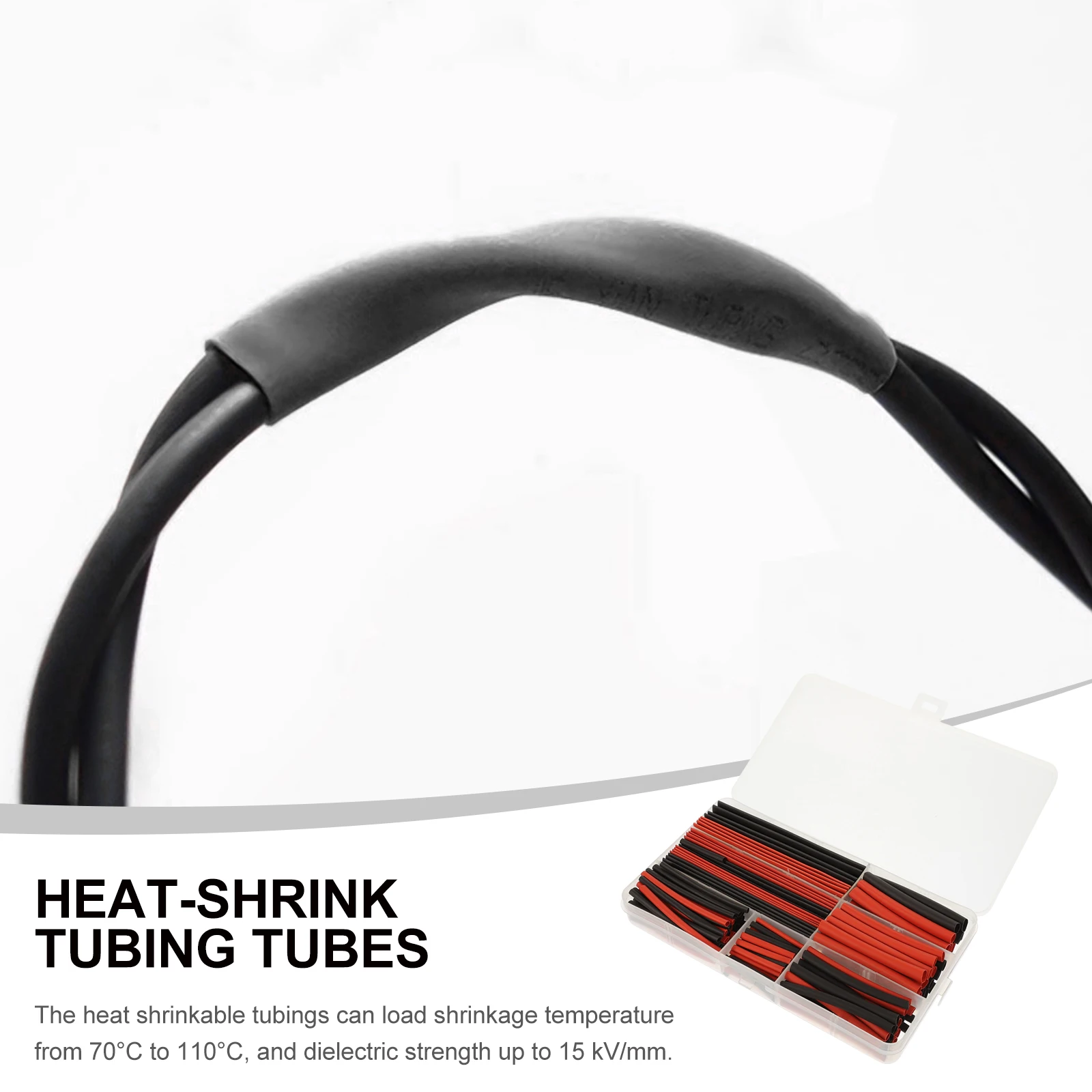 

150pcs 2:1 Polyolefin Halogen-Free Heat Shrink Tubing Tubes in 8 Differernt Sizes - 2mm to 13mm (Black & Red)