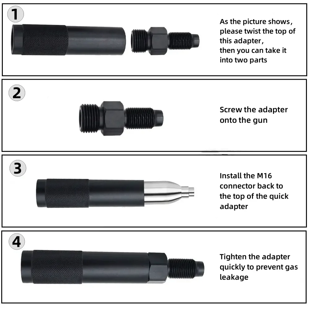 Adattatore adattatore per cartuccia di CO2 da 12g a cambio rapido a flacone cilindrico da 88g 90g M16x1.5 filettatura uscita per Umarex SIG SAUER MPX / MCX