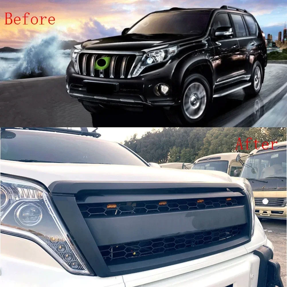 Racing Grille Front Upper Grill Black Grille With Led Letter 4x4 Off Road Auto For Land Crusier Prado Fj150 2014~2018