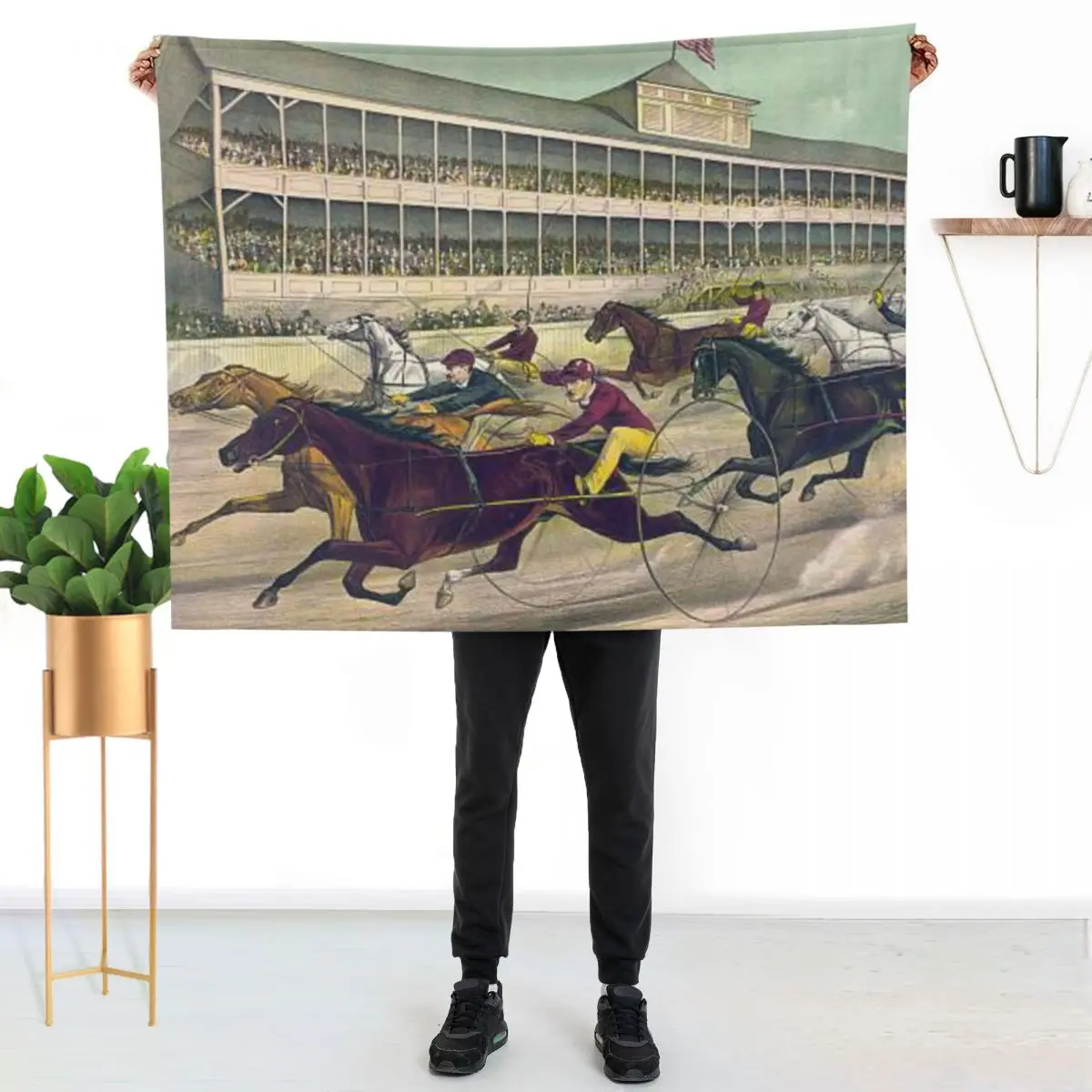 Harness Race to the Wire Throw Blanket Cozy Light Blanket for Travel Camping Picnic