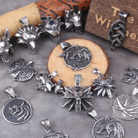 Stainless Steel Viking jewelry Wizard 3 Wild Hunt Game pendant necklace Geralt wolf head necklace Cat wolf Viper Bear School