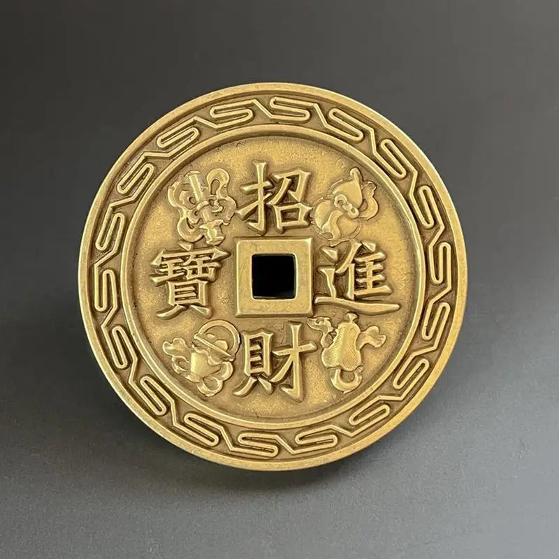 Thickened Brass Gold 0kg Wealth-Attracting Copper Coin Hidden Eight Immortals Coin Diameter5,Centimeter-sized copper coins manuf