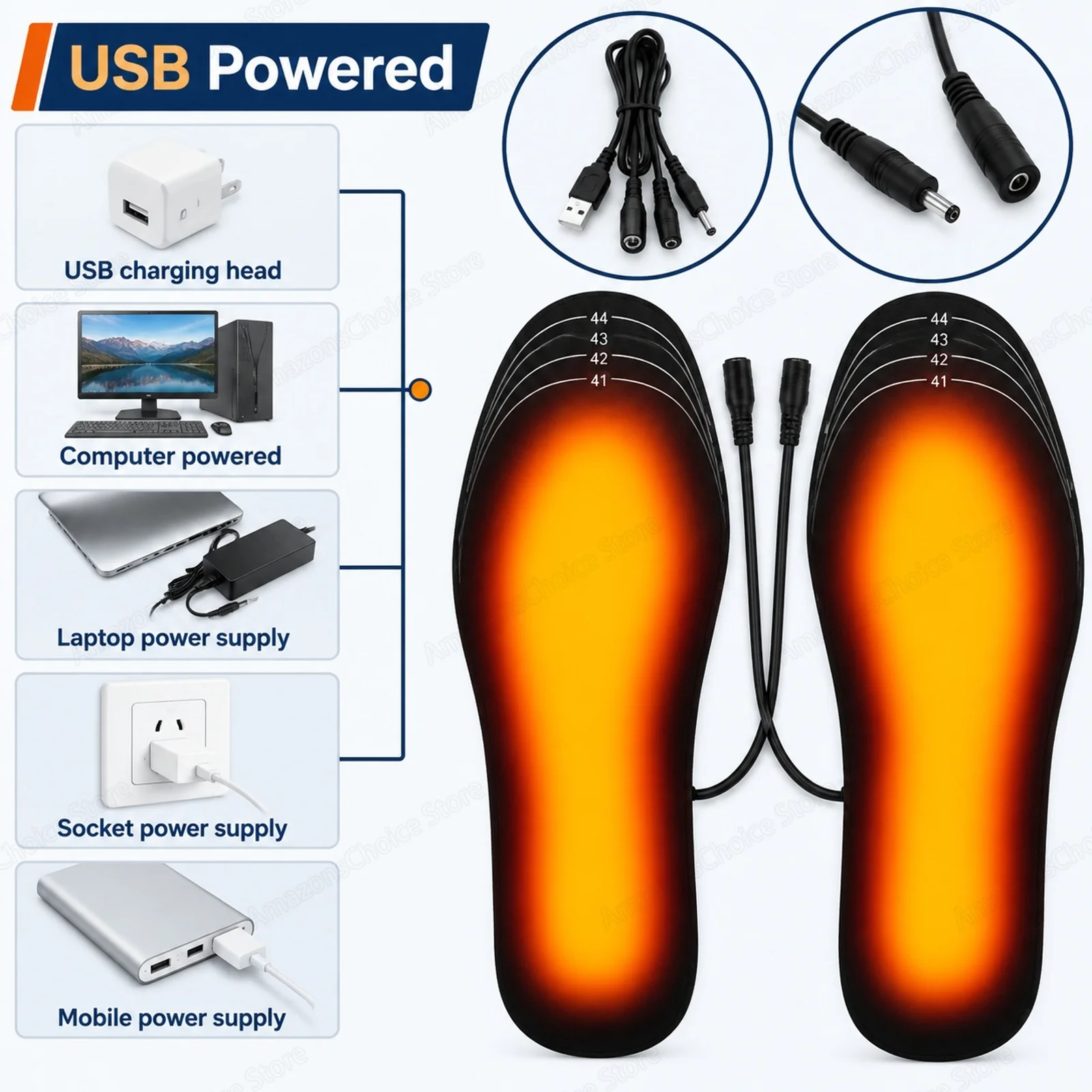 USB Heated Insoles for Winter Sports Training, Electric Shoe Foot Warming Pads for Active Outdoor Use PTFE Cloth Tape