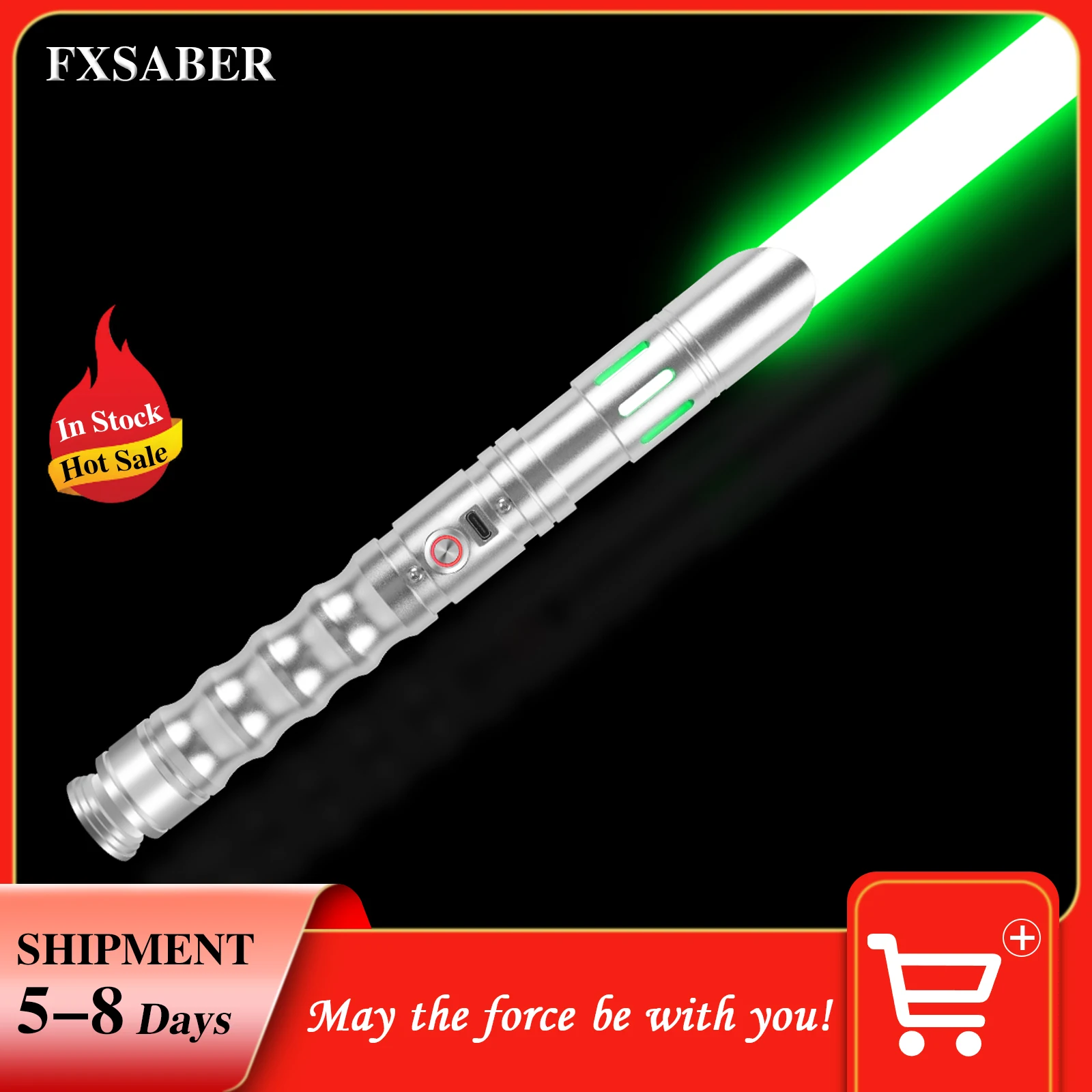 FXSABER-Lightsaber معدني قابل لإعادة الشحن ، RGB ، تغيير اللون ، مكبر الصوت ، فلاش على الصدام ، ألعاب صابر خفيفة ، هدية