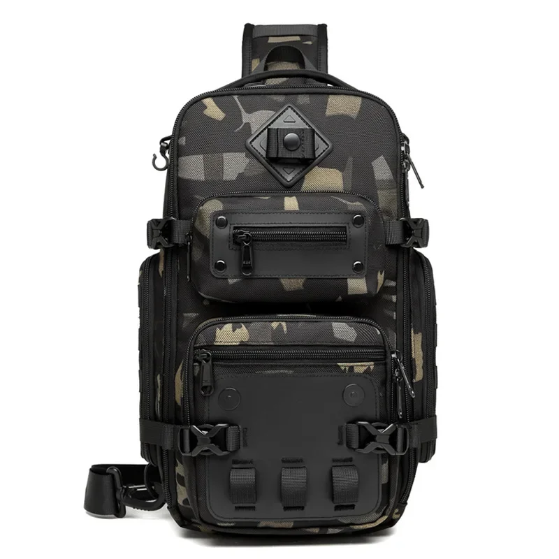 Ozuko Torby na brzuch Męska torba na klatkę piersiową Outdoor Tactical One Shoulder Crossbody Bag Wodoodporna torba sportowa o dużej pojemności dla mężczyzny