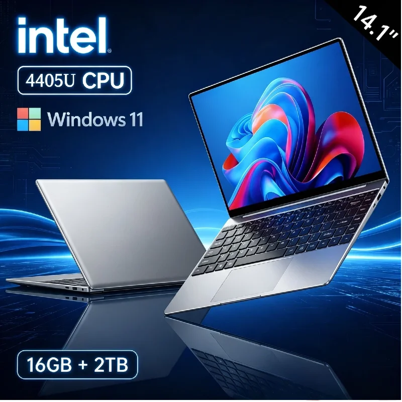 Intel 4405U New 14.1 Inch Ultra Slim Portable Laptop 16GB RAM 2TB SSD 1920*1080 Display Notebook For Daily Office & Gaming