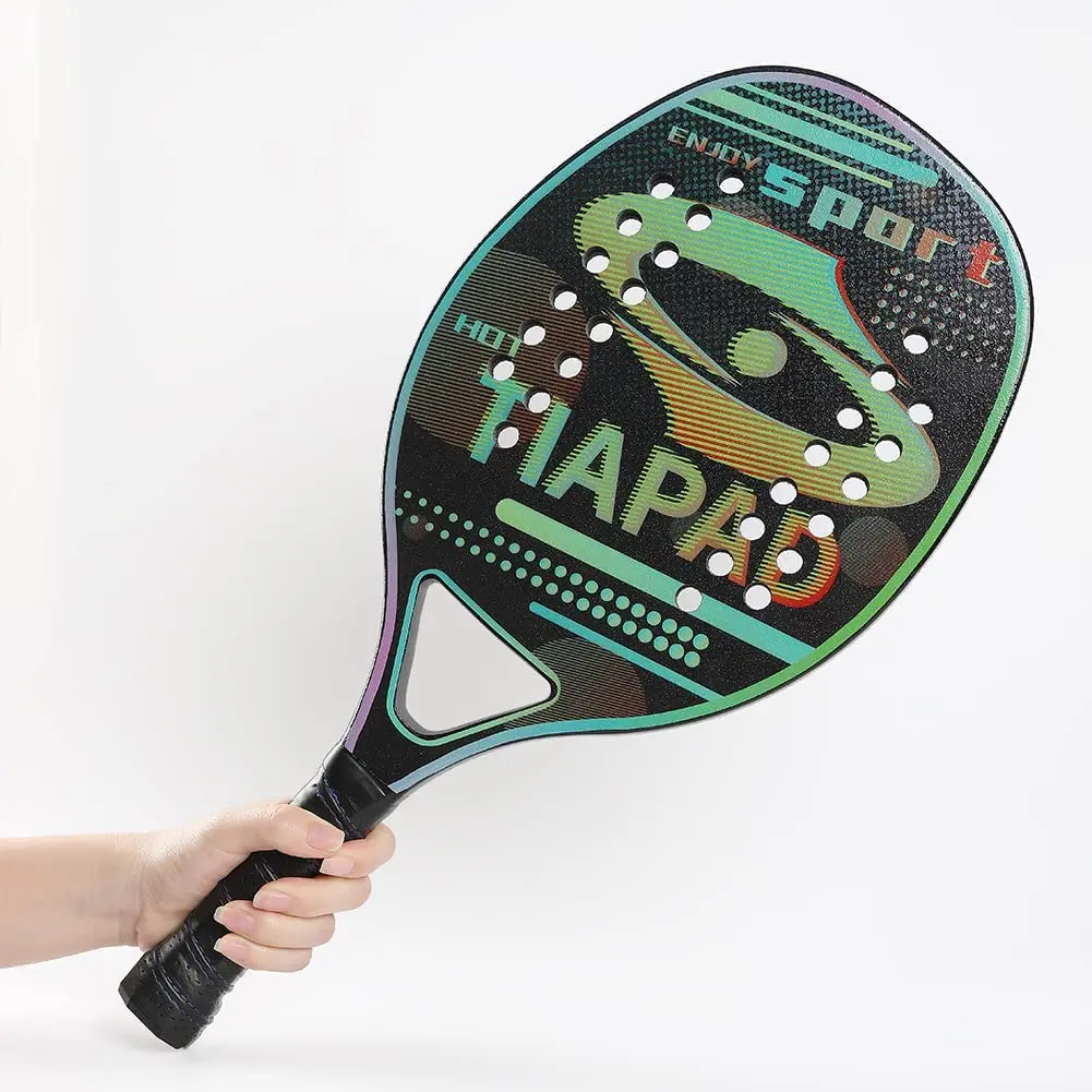 Professional Beach Tennis Racket with Bag, Carbon Fiber, Sand Grit Surface with EVA Memory Foam Core