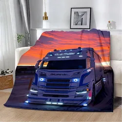 Printed Blanket Picnic Blankets Car Brand Scanias TruckS Warm Blanket Soft and Comfortable Blanket Home Travel Birthday Gift