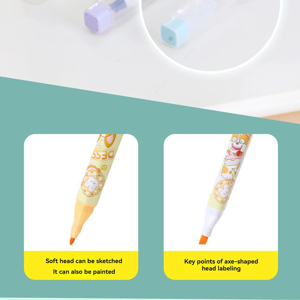 6 teile/satz Obst duft Pastell Farbe Highlighter Doppel Tipps Kawaii Marker Schule Liefert Highlighter Japanische Schreibwaren – Detail 2