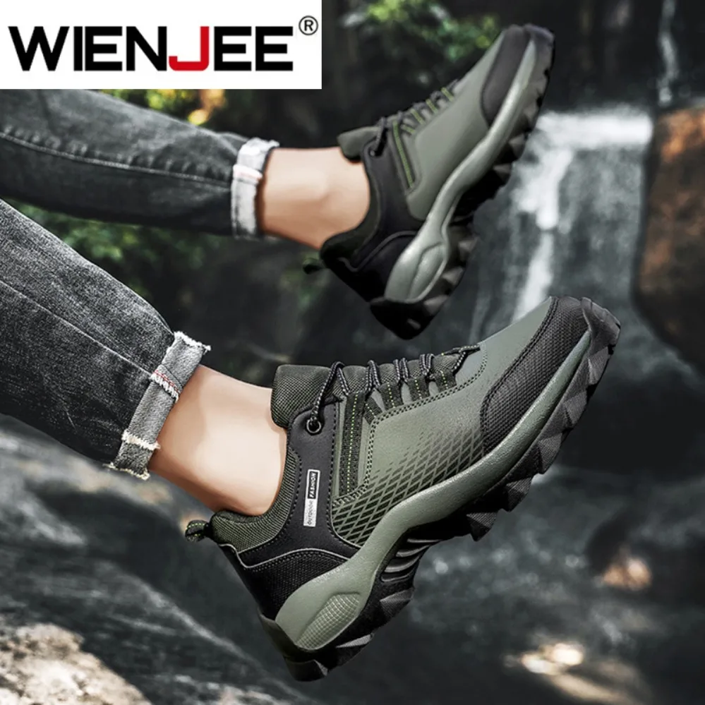 Men's Anti-Skid Hiking Shoes Breathable Lace Up Trekking Male Wear-resistant Outdoor Climbing Sneakers image 4