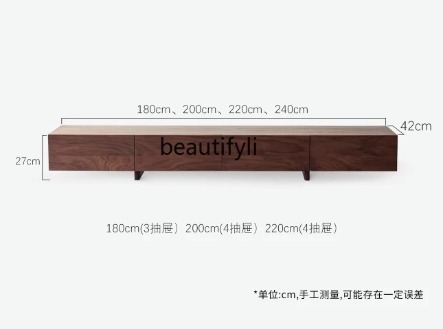 Simple Modern Nordic Solid Wood Living Room Bedroom Small Apartment TV Play Cabinet North America Black Walnut TV Cabinet