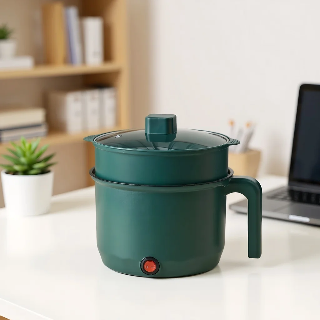 Mini olla caliente antiadherente para fideos: olla arrocera eléctrica pequeña de 1,8 L, sartén eléctrica multifuncional de 600 W para huevos