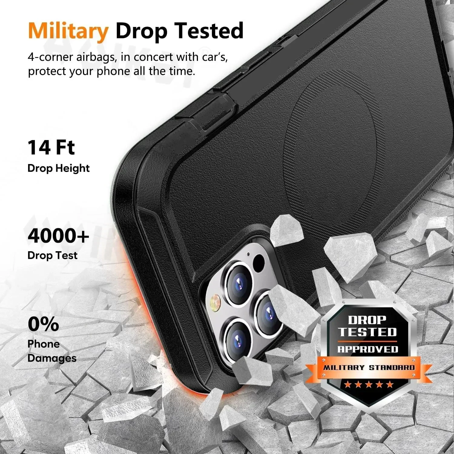 Case For iPhone 17 Pro Max 16 15 Pro Max iphone 16 Pro Max Heavy Duty Shock Absorption  Full Body Protective Silicone Rubber Cas
