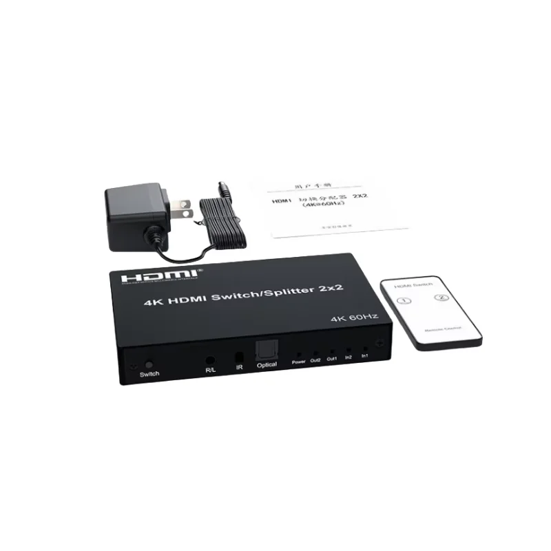 2-in-2-out 4K60Hz HDTV 2.0 Switch 1080P 4K 60Hz Resolution Video Splitters Converters O High Metal OEM