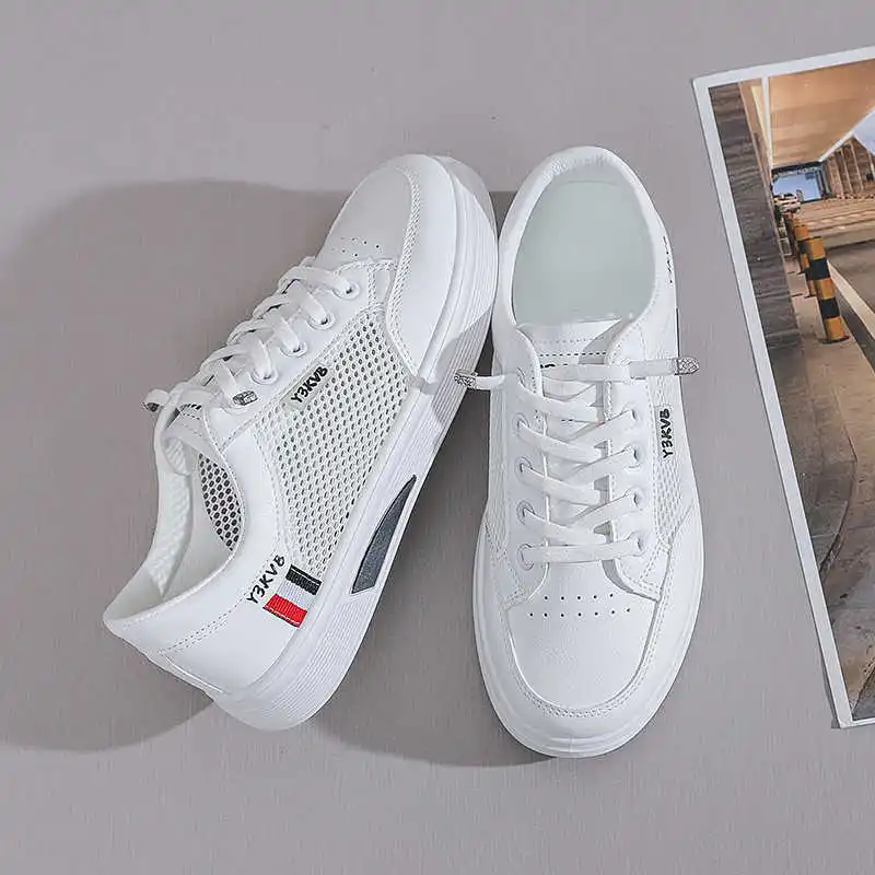 

Женские белые повседневные кроссовки из искусственной кожи с толстой подошвой, размер 44, роскошная брендовая обувь, спортивные солнечные специальные предложения, широкие